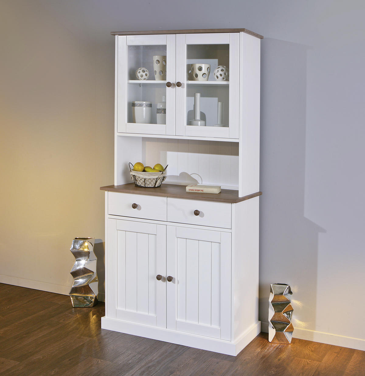 BUFFET 90/191/45 cm  in Weiß  - Braun/Weiß, LIFESTYLE, Holz (90/191/45cm) - MID.YOU
