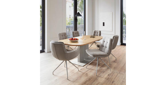 STUHL - Sandfarben/Seidengrau, Design, Textil/Metall (49/90/68cm) - Johann Jakob