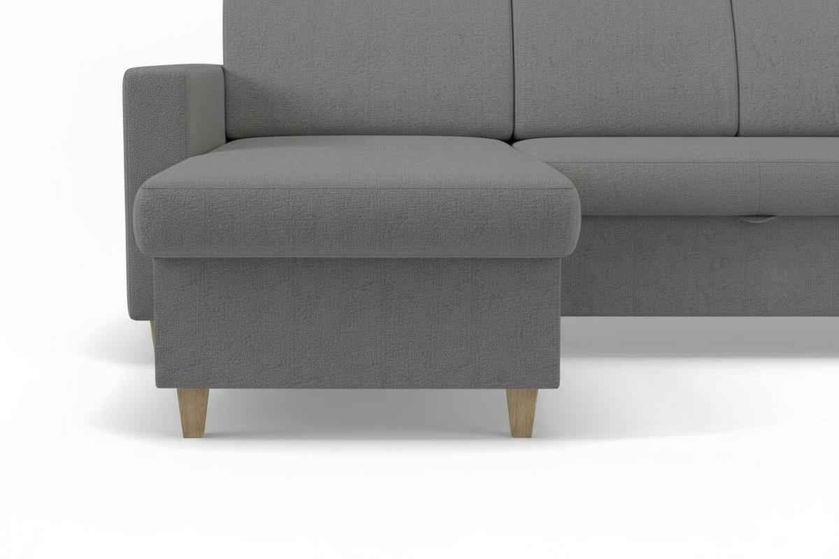 WOHNLANDSCHAFT NIKAS Grau Bouclé  - Buchefarben/Grau, Design, Holz/Textil (310/160/145cm) - MID.YOU