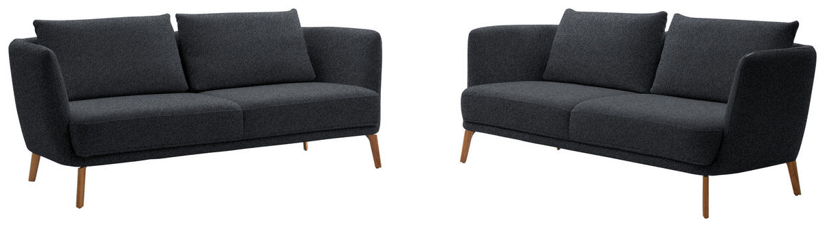 2,5-SITZER  in Flachgewebe Dunkelblau  - Eichefarben/Dunkelblau, Design, Holz/Textil (190/71/91cm) - Schöner Wohnen