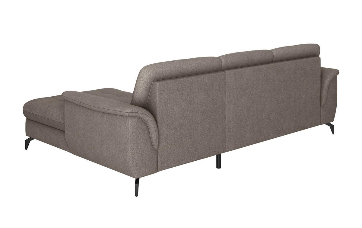 ECKSOFA in Flachgewebe Schlammfarben  262/164 cm  - Schlammfarben/Schwarz, MODERN, Textil/Metall (262/164cm) - Sit & More