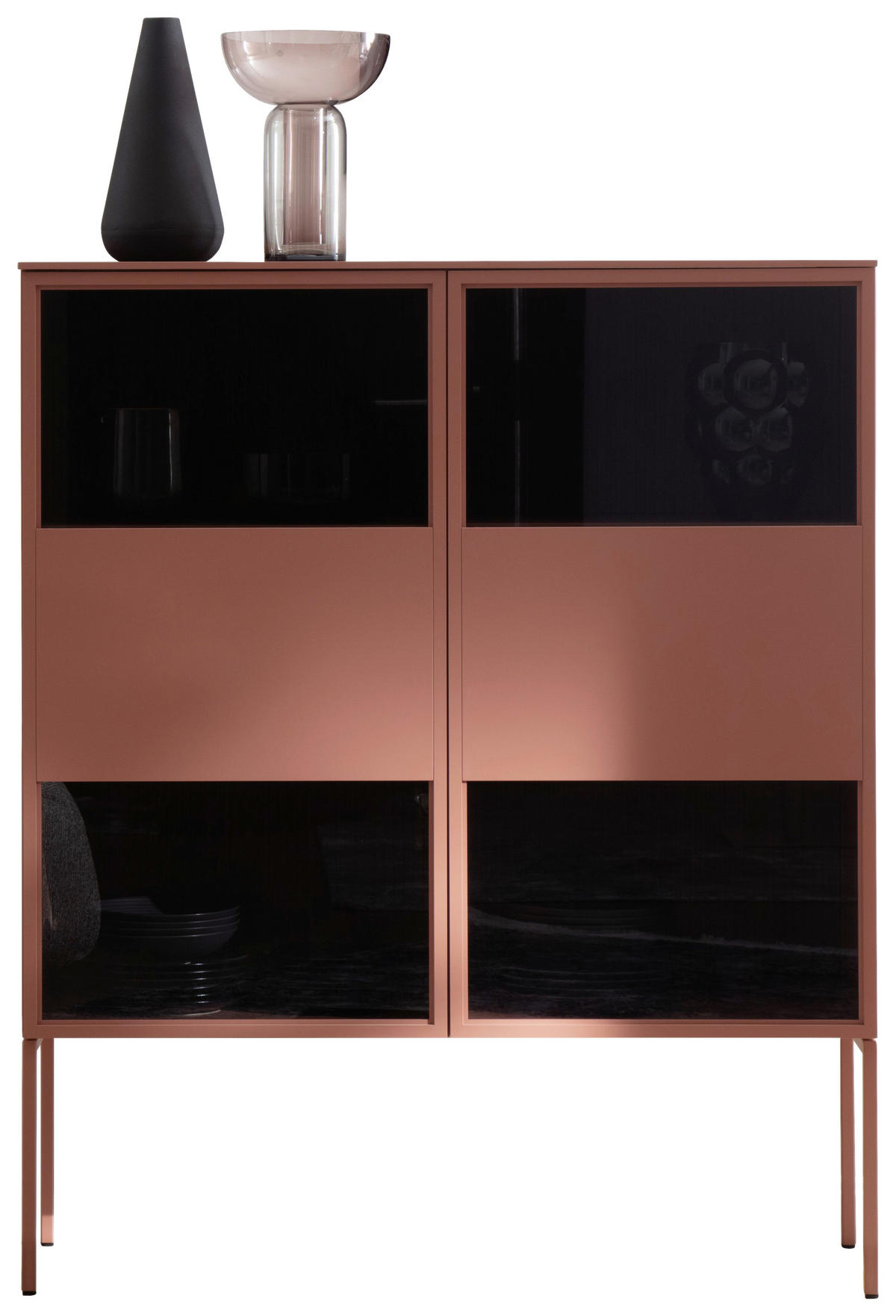 HIGHBOARD Dunkelrosa  120/145/45 cm  - Dunkelrosa, Design, Glas/Holz (120/145/45cm) - Schöner Wohnen