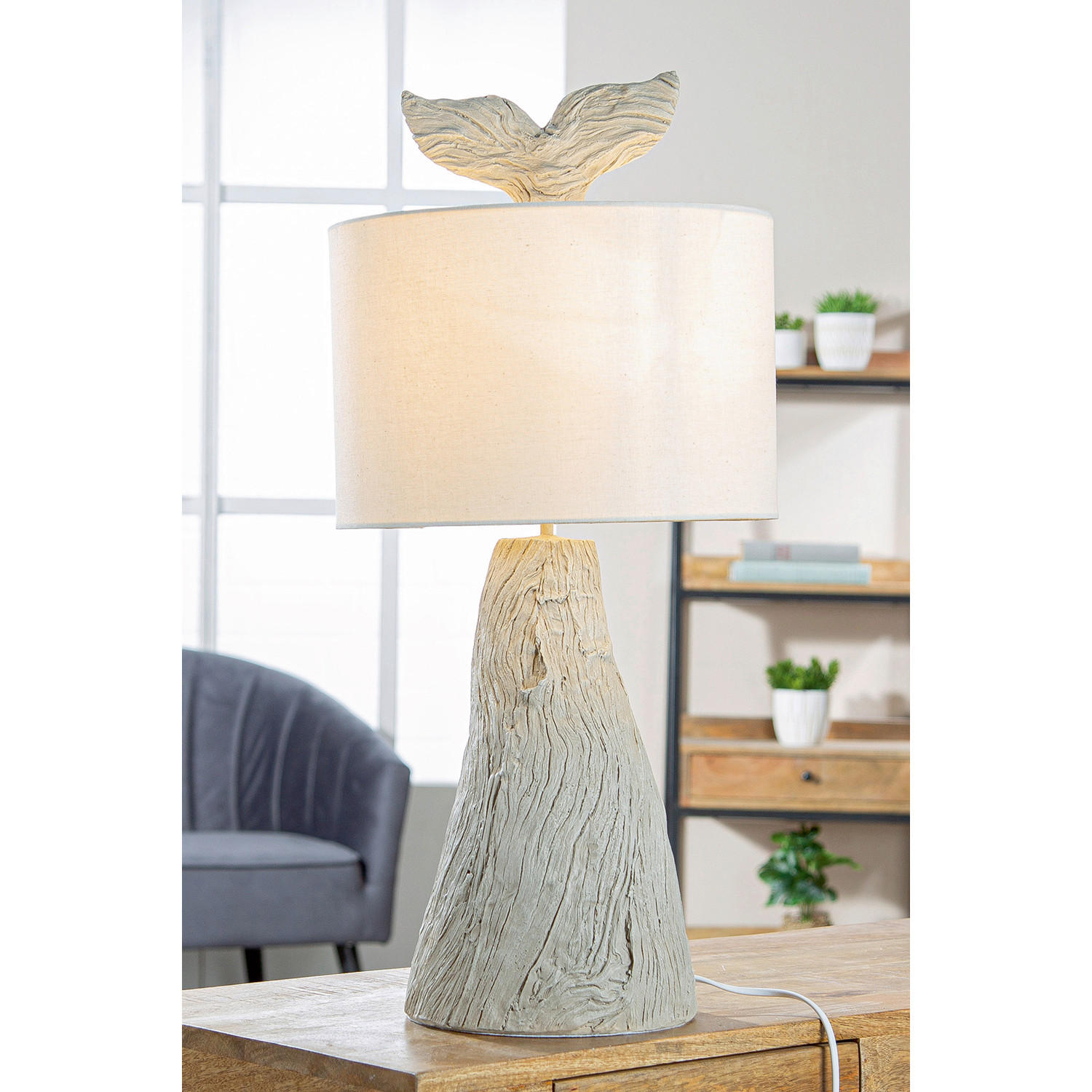 TISCHLEUCHTE - Hellgrau, Basics, Kunststoff (29,5/64,5/29,5cm)