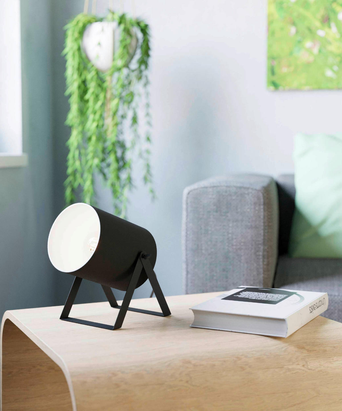 BORDSLAMPA Villabate 18,5/16/17,5 cm   - vit/svart, Design, metall/textil (18,5/16/17,5cm) - Eglo