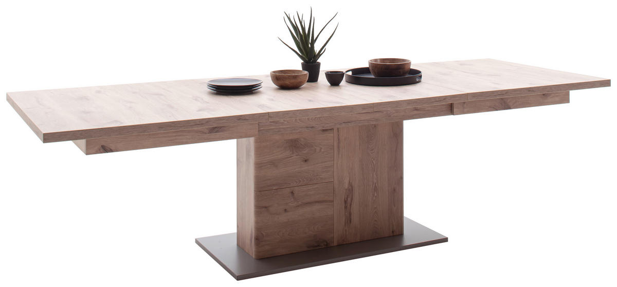 AUSZIEHTISCH in Holzwerkstoff 180-280/100/77 cm  - Eiche dunkel/Anthrazit, Konventionell, Holzwerkstoff (180-280/100/77cm) - Cantus