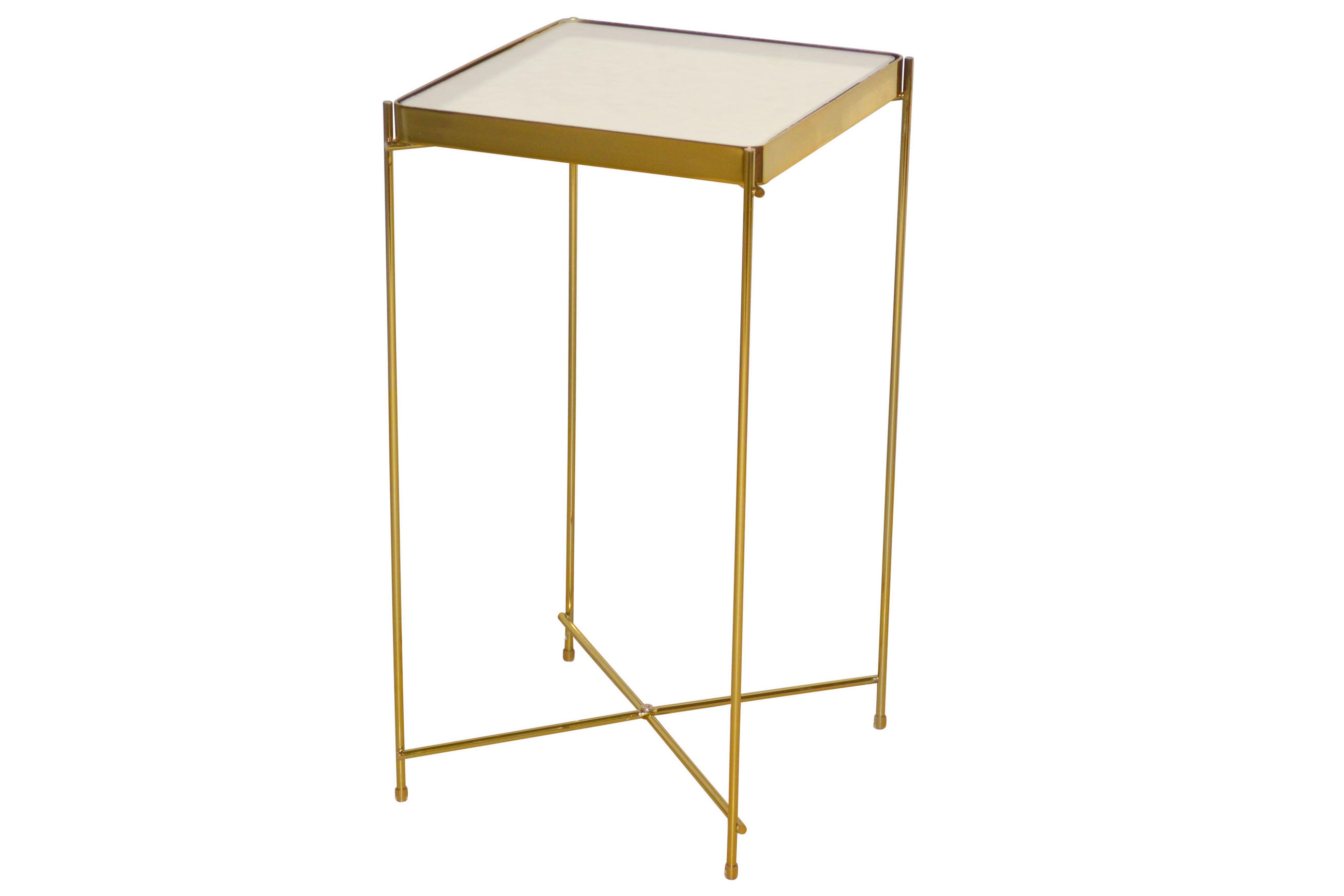 BEISTELLTISCH 32/32/60 cm Champagner quadratisch  - Champagner, Design, Glas/Metall (32/32/60cm) - MID.YOU