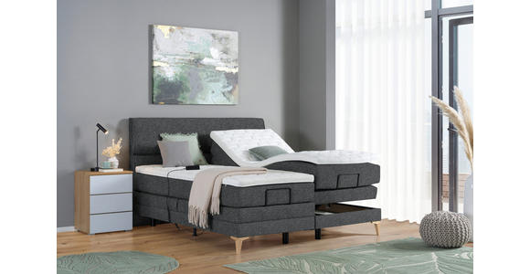 BOXSPRINGBETT 160/200 cm  in Anthrazit  - Eichefarben/Anthrazit, KONVENTIONELL, Holz/Textil (160/200cm) - Voleo