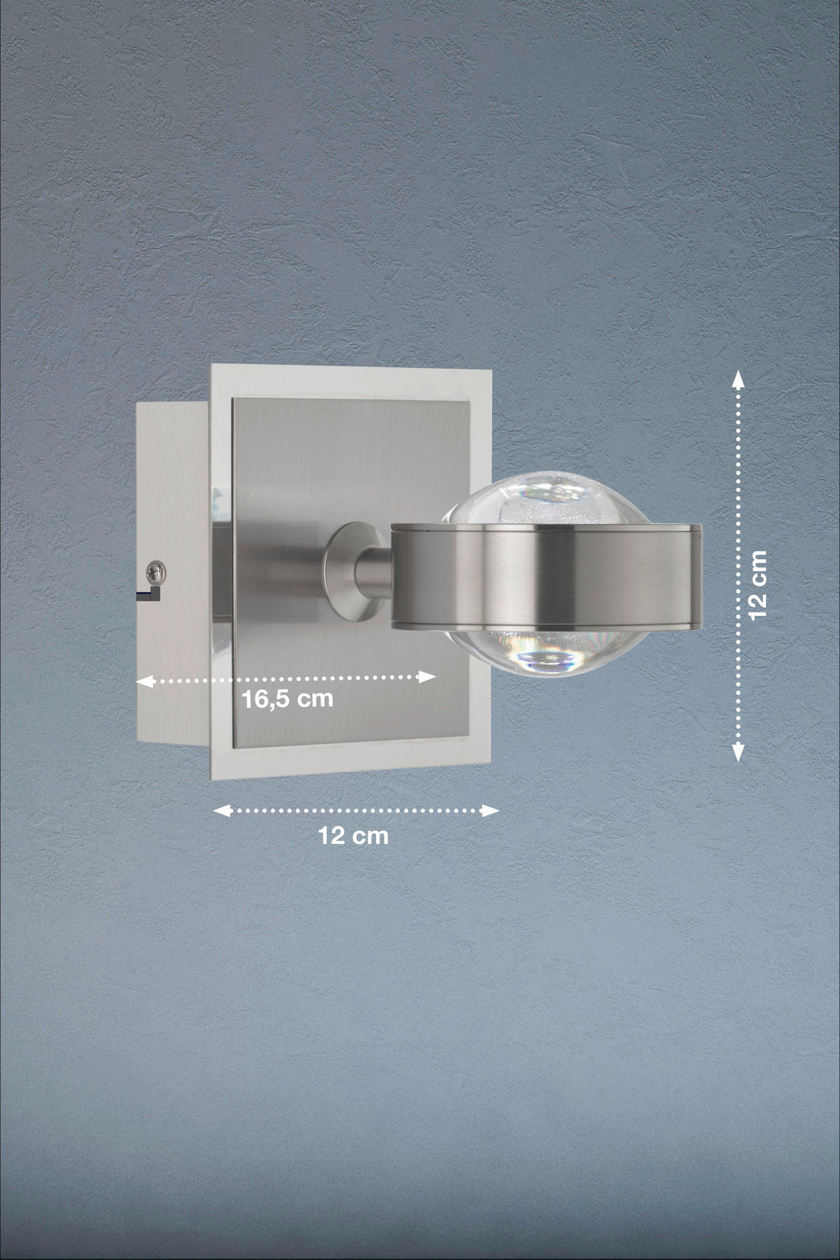 LED-WANDLEUCHTE Cluedo 12/12/12 cm   - Silberfarben, Trend, Metall (12/12/12cm) - Fischer & Honsel