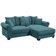 ECKSOFA Azurblau Cord  - Azurblau/Schwarz, KONVENTIONELL, Kunststoff/Textil (255/185cm) - Hom`in