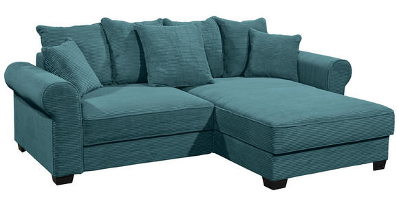 ECKSOFA Azurblau Cord  - Azurblau/Schwarz, KONVENTIONELL, Kunststoff/Textil (255/185cm) - Hom`in