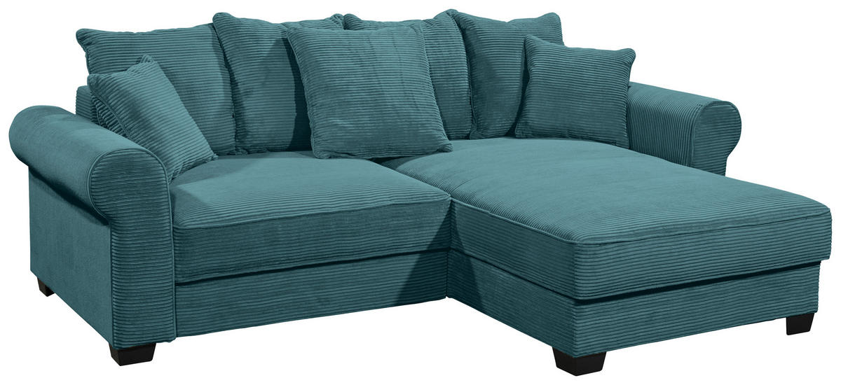 ECKSOFA - Azurblau/Schwarz, KONVENTIONELL, Kunststoff/Textil (255/185cm) - Hom`in