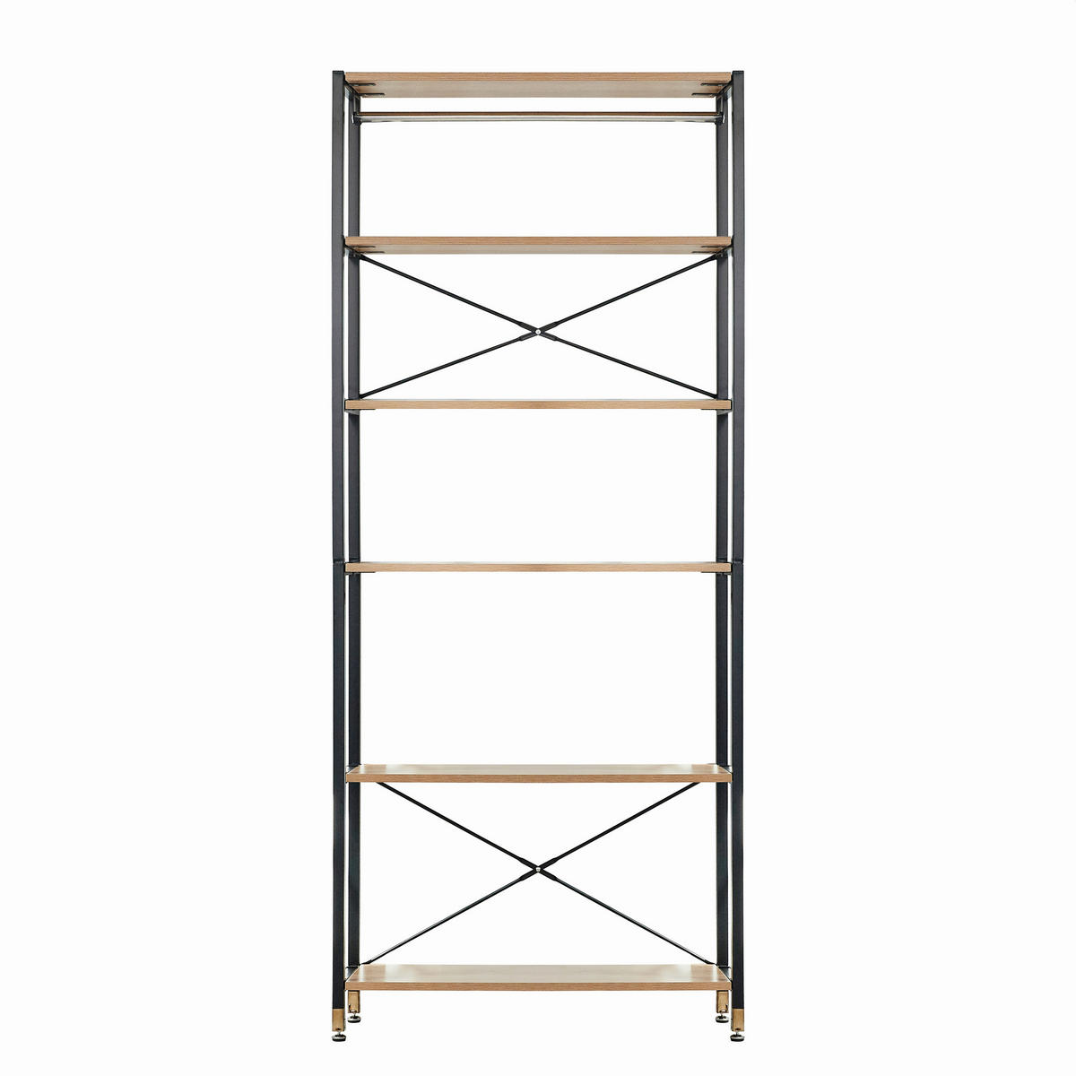 LEITERREGAL Naturfarben, Schwarz  - Schwarz/Naturfarben, Design, Holzwerkstoff/Metall (85/210/30cm) - Livetastic