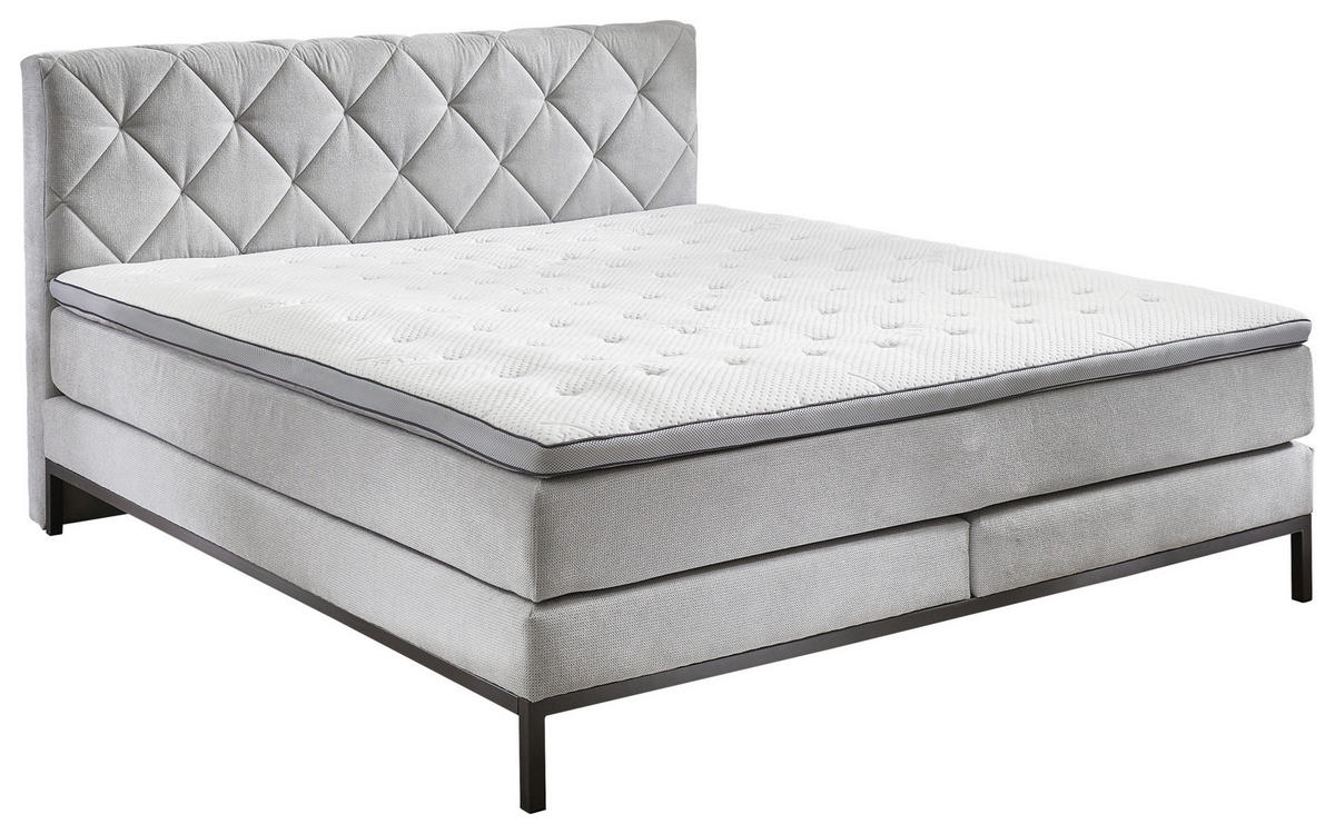 BOXSPRINGBETT 180/200 cm  in Silberfarben  - Silberfarben/Schwarz, KONVENTIONELL, Textil/Metall (180/200cm) - Carryhome