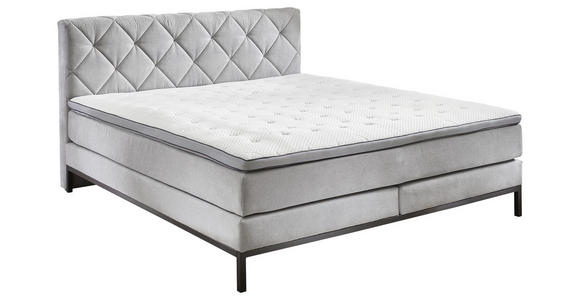 BOXSPRINGBETT 160/200 cm  in Silberfarben  - Silberfarben/Schwarz, KONVENTIONELL, Textil/Metall (160/200cm) - Carryhome