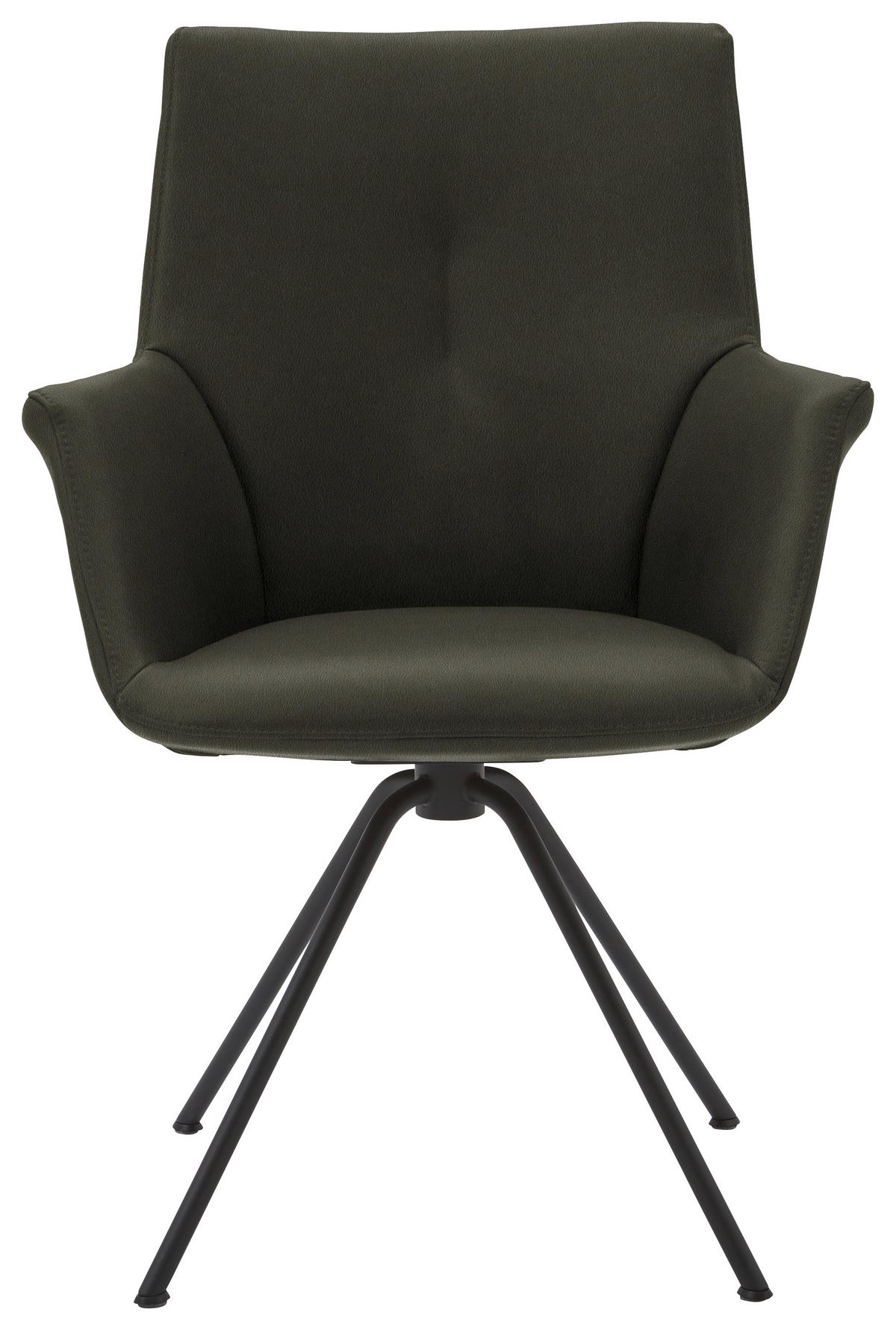 ARMLEHNSTUHL  in Stahl Echtleder pigmentiert  - Dunkelgrün/Schwarz, Design, Leder/Metall (65/91/63cm) - Dieter Knoll