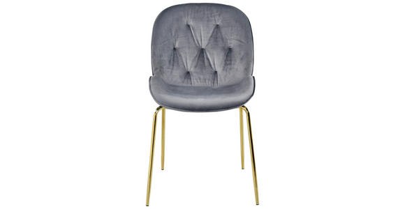 STUHL in Eisen Samt Metall, Textil - Goldfarben/Grau, Design, Textil/Metall (48/85/62cm) - Novel