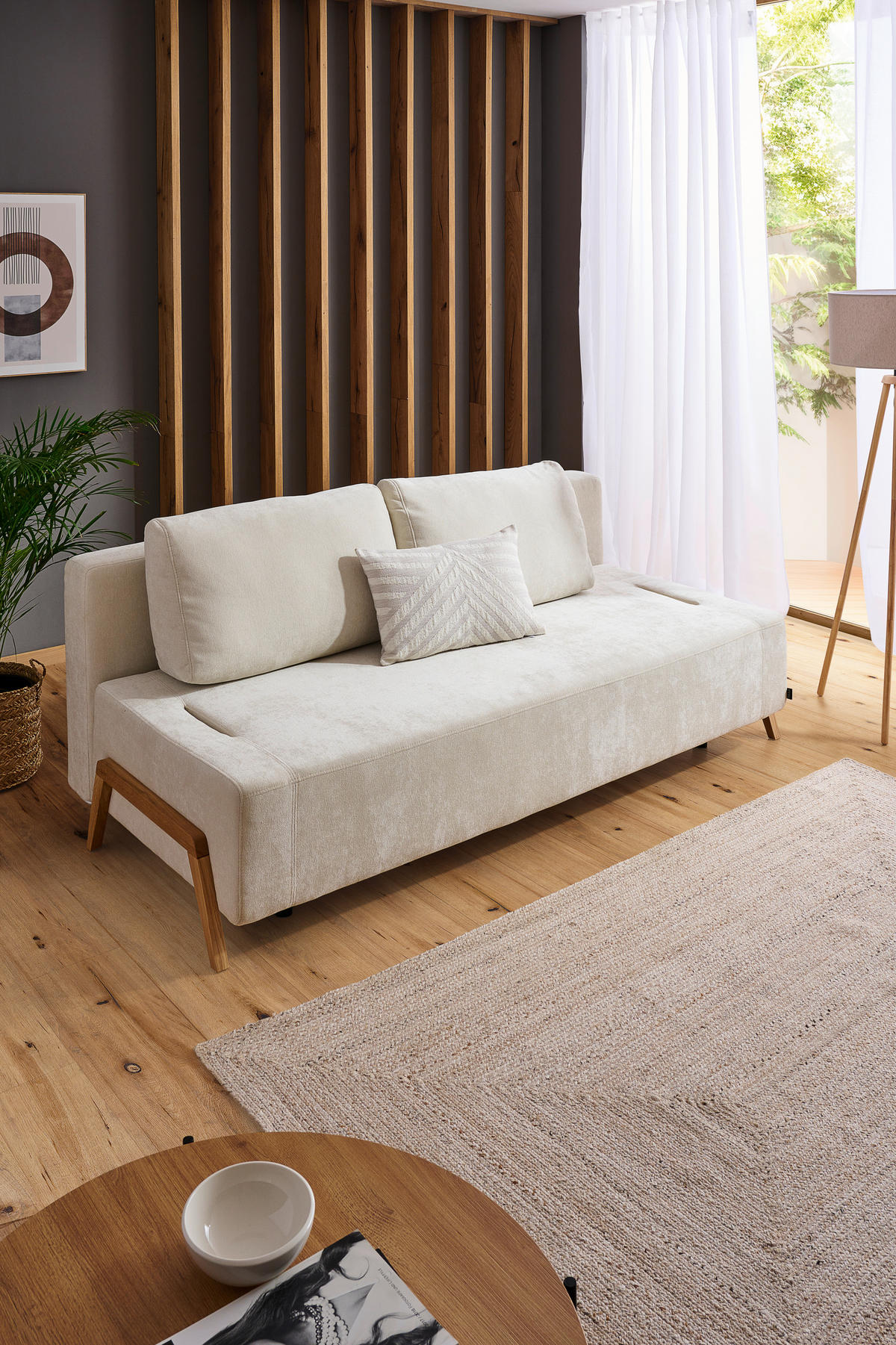 SCHLAFSOFA in Textil Creme  - Creme/Naturfarben, Design, Holz/Textil (211/88/102cm) - Niels Andersson