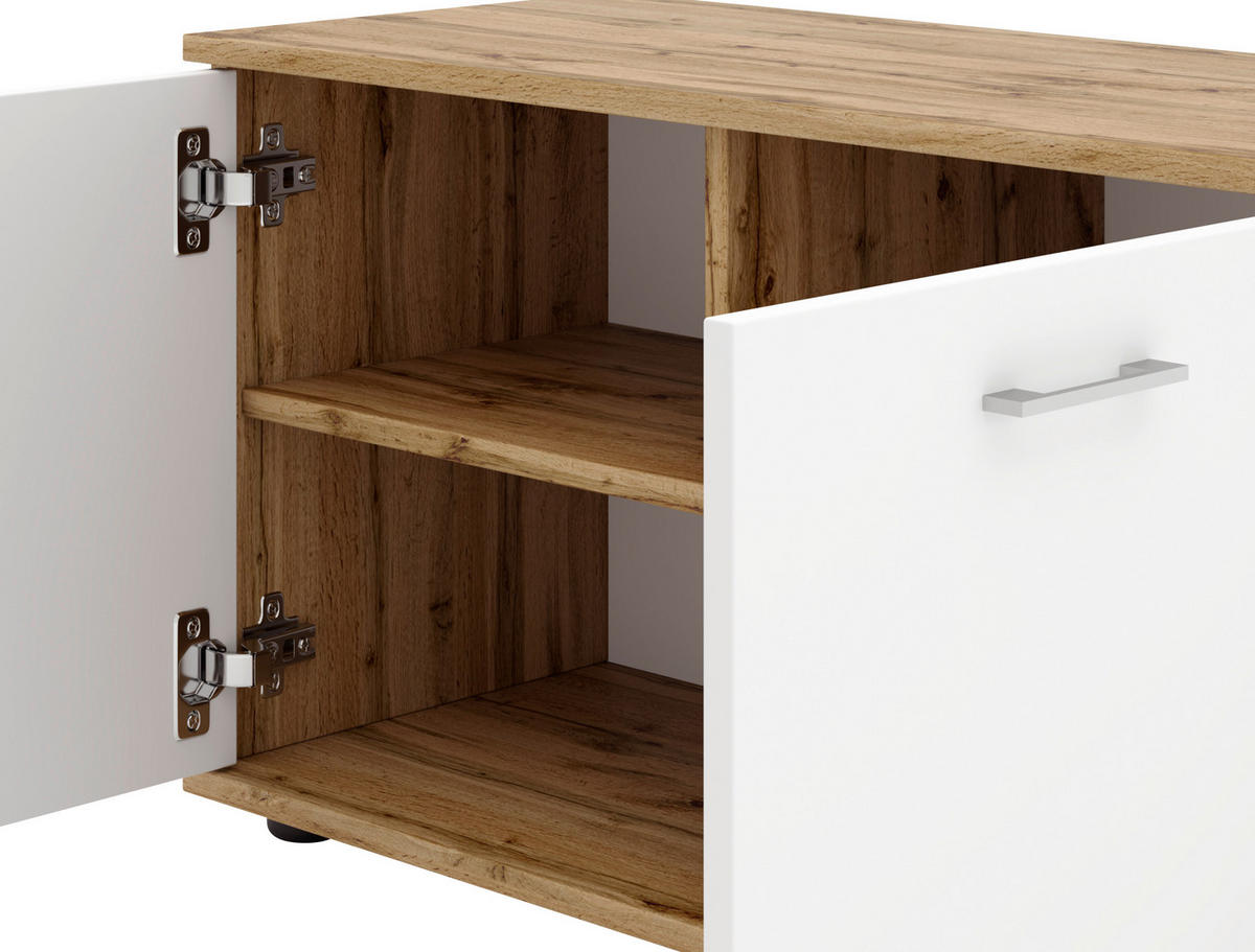 GARDEROBE 5-teilig  in 240/190/35 cm  - Eiche Wotan/Weiß, KONVENTIONELL, Glas/Holzwerkstoff (240/190/35cm) - Xora