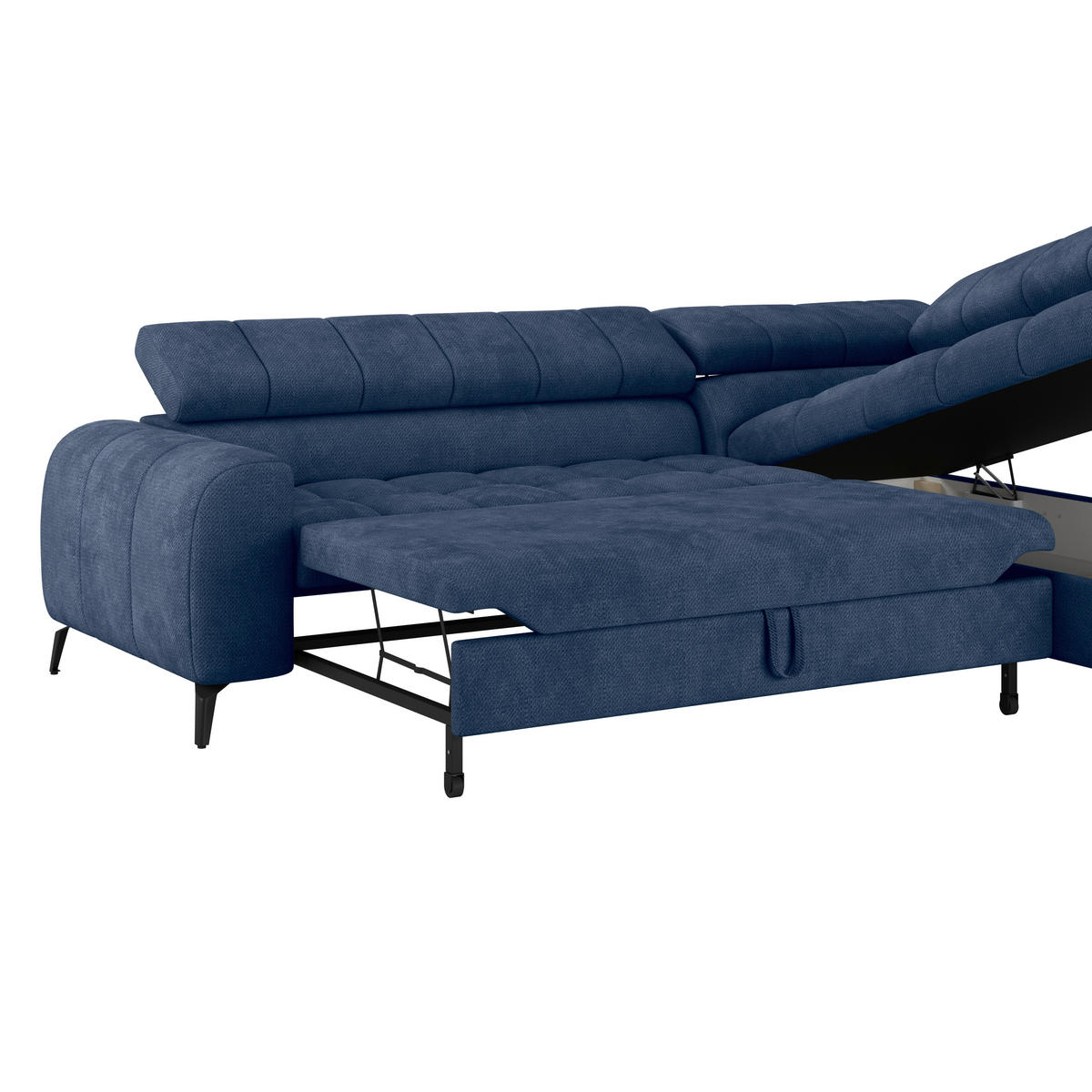 ECKSOFA in Blau  - Blau/Schwarz, Trend, Kunststoff/Textil (261/203cm) - Livetastic