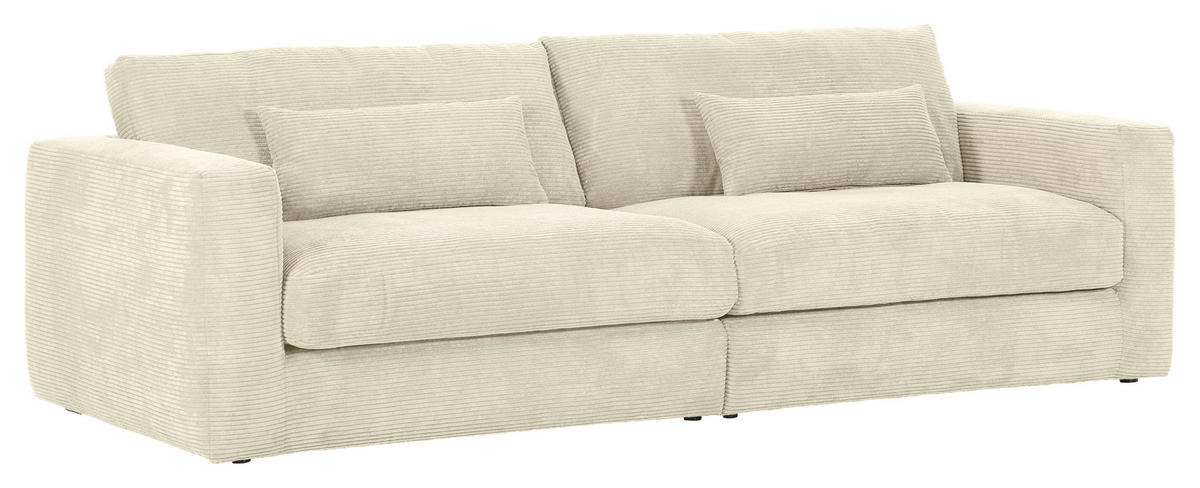 BIGSOFA in Cord Naturfarben  - Schwarz/Naturfarben, Konventionell, Kunststoff/Textil (260/66/115cm) - MID.YOU