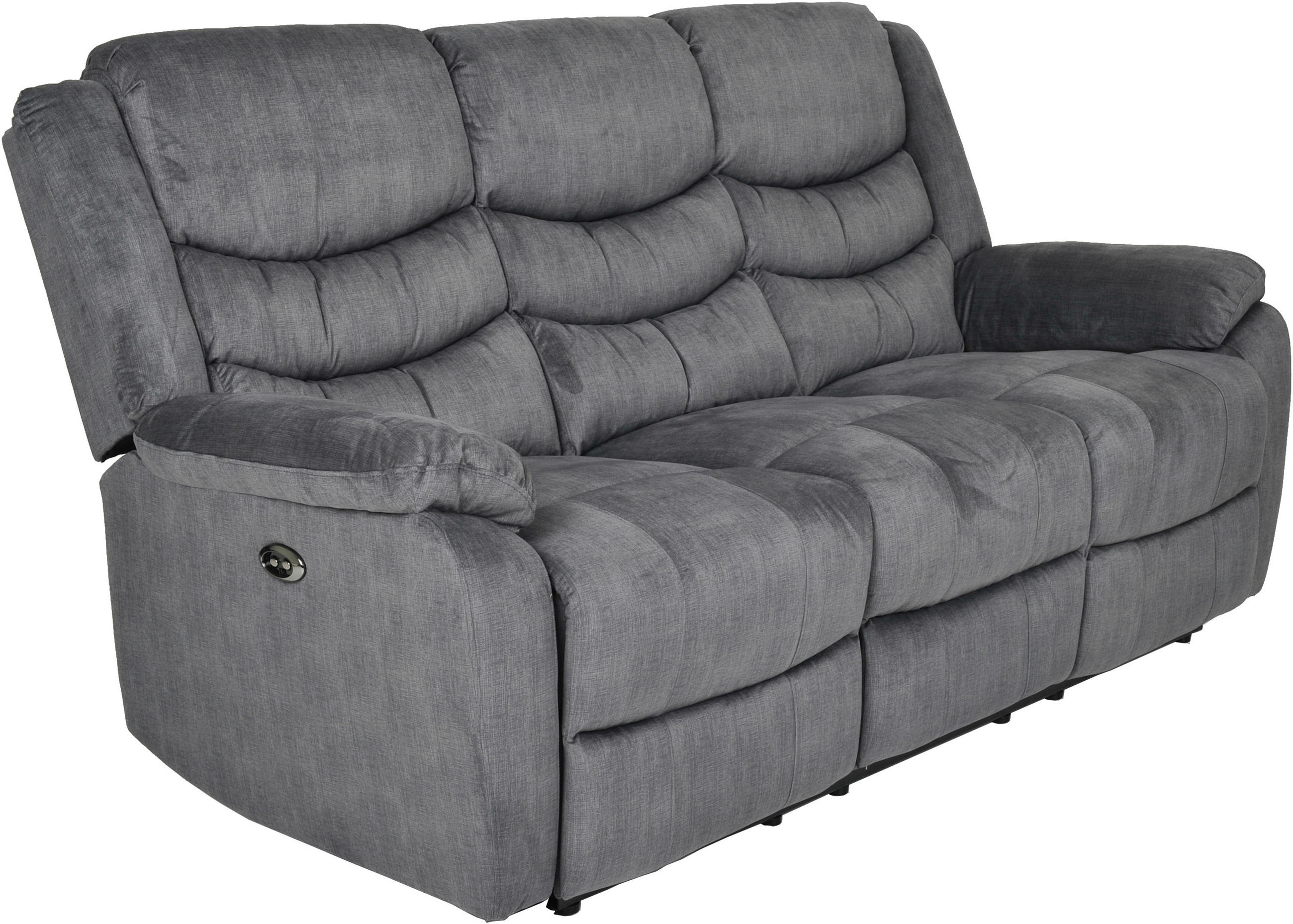 RECLINERSOFFA i mikrofiber grå  - svart/grå, Klassisk, metall/trä (195/103/100cm)