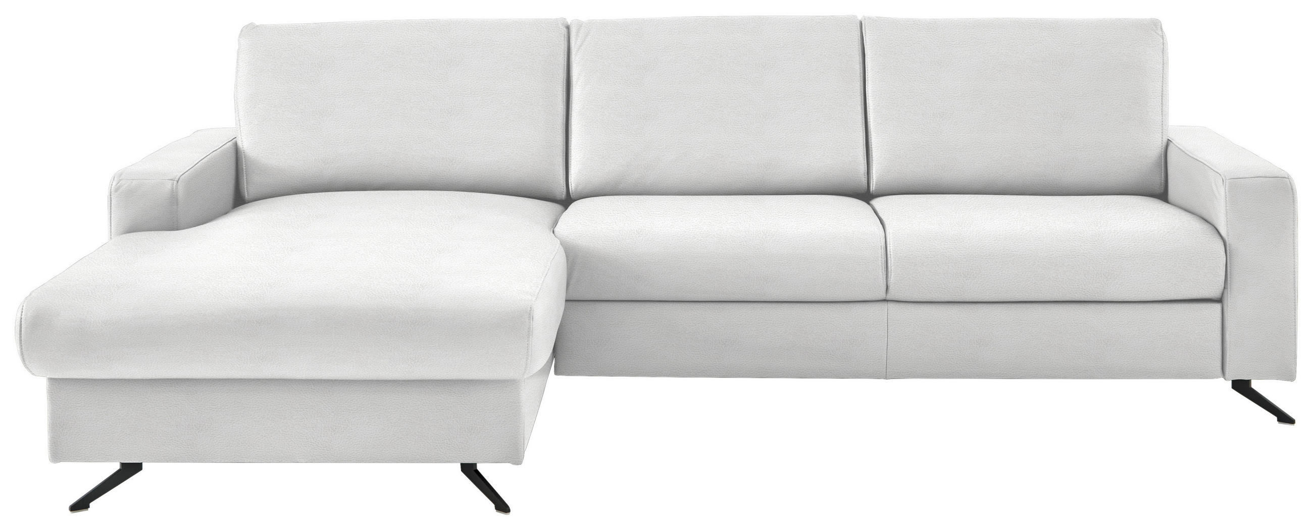 ECKSOFA in Echtleder Weiss  - Weiss/Schwarz, Design, Leder/Metall (165/267cm) - Beldomo Premium