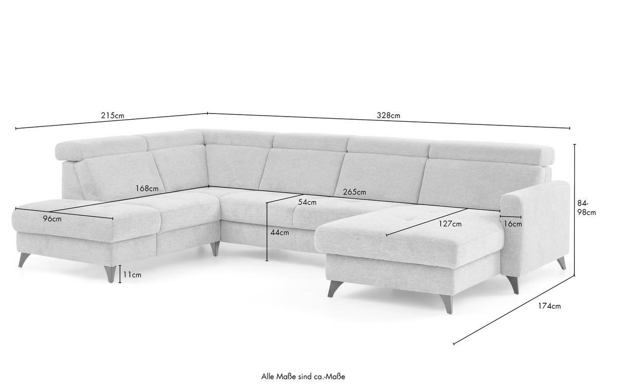 WOHNLANDSCHAFT Beldomo System Graubraun Flachgewebe  - Graubraun/Schwarz, KONVENTIONELL, Textil/Metall (215/333/174cm) - Beldomo System