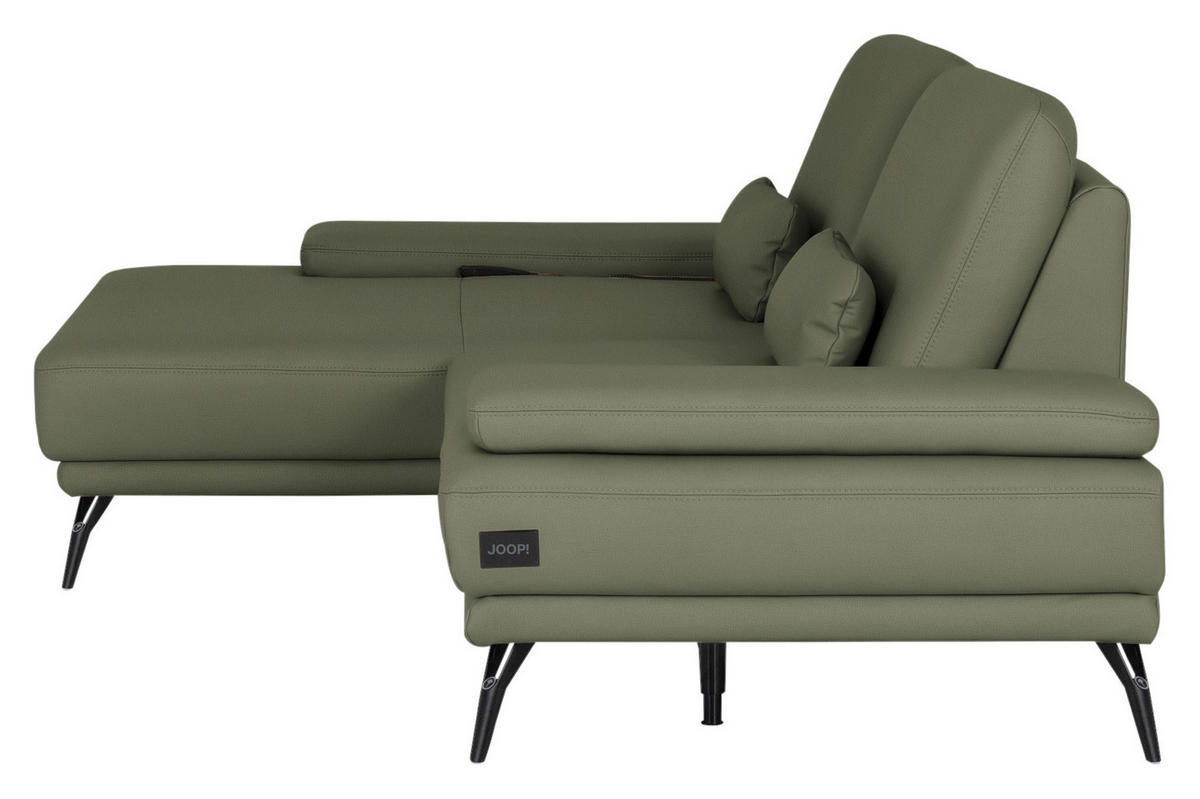 ECKSOFA JOOP! STUDIO in Echtleder Olivgrün  180/301 cm  - Schwarz/Olivgrün, KONVENTIONELL, Leder/Metall (180/301cm) - Joop!
