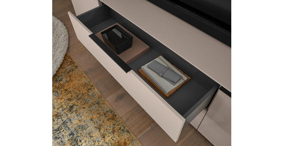 LOWBOARD  220/50/38 cm 1 Schublade(n) Beimöbel erhältlich, stehend  - Kaschmir/Schwarz, Design, Holzwerkstoff/Kunststoff (220/50/38cm) - Voleo