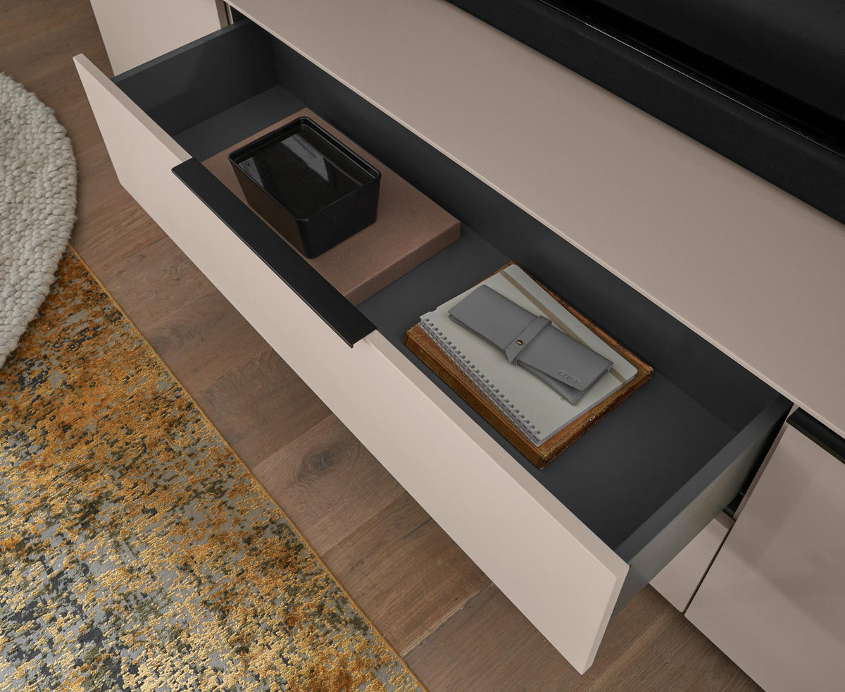 LOWBOARD  220/50/38 cm 1 Schublade(n) Beimöbel erhältlich, stehend  - Kaschmir/Schwarz, Design, Holzwerkstoff/Kunststoff (220/50/38cm) - Voleo