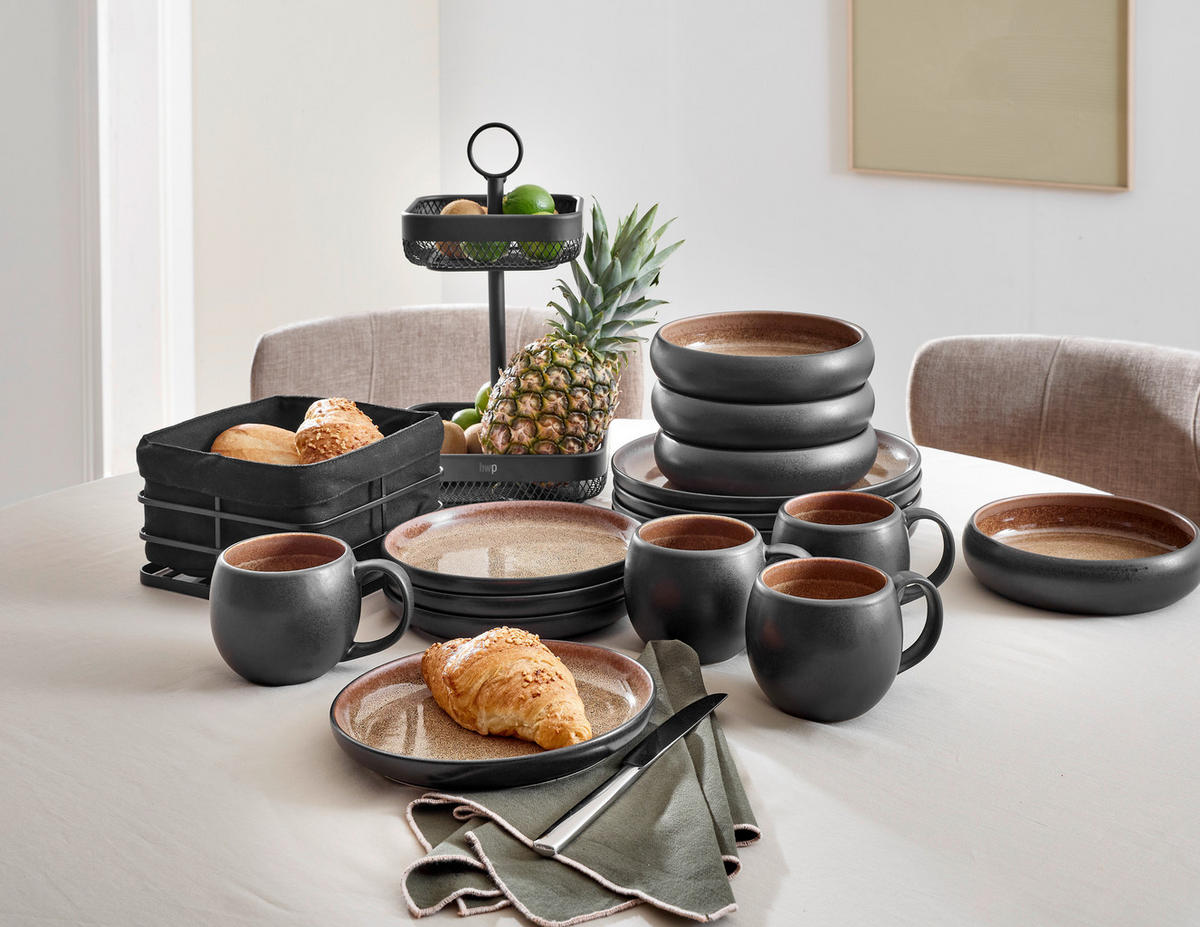 KOMPLETT SERVIS FARO 16 delar  - brun, Design, keramik - Novel