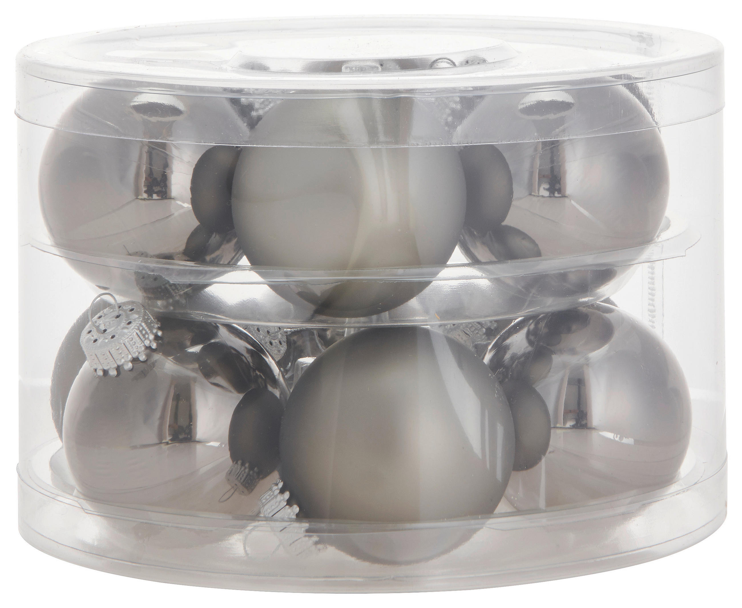 JULGRANSKULOR SET 6 cm 12 delar  - grå, Klassisk, glas (6cm)