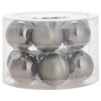 JULGRANSKULOR SET 6 cm 12 delar  - grå, Klassisk, glas (6cm)