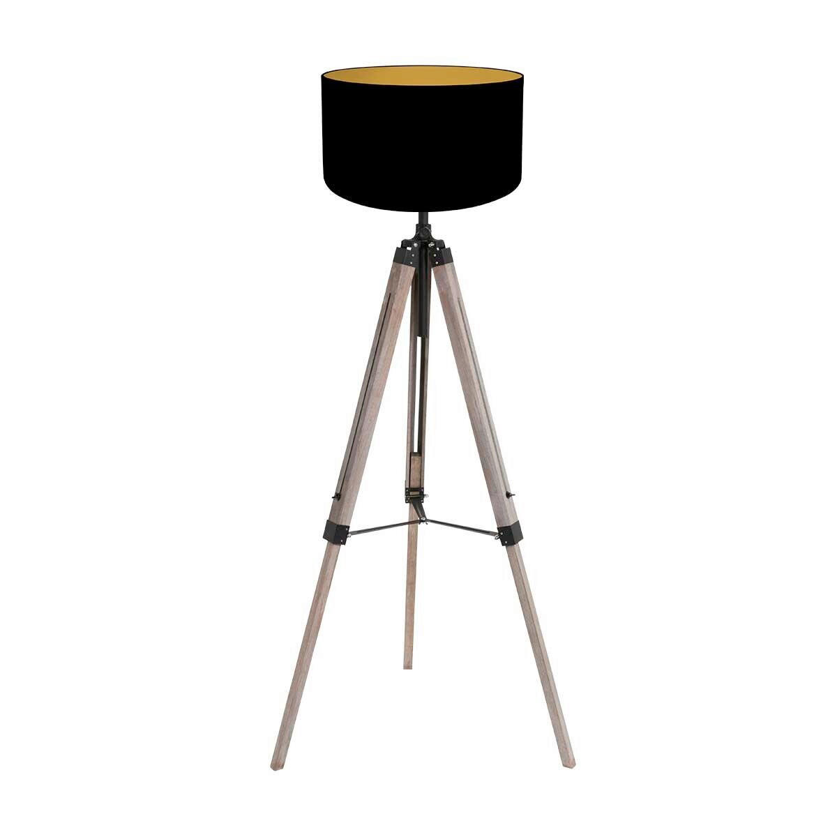 STEHLEUCHTE - Eiche grau/Schwarz, Trend, Naturmaterialien/Holz (75/170/75cm)