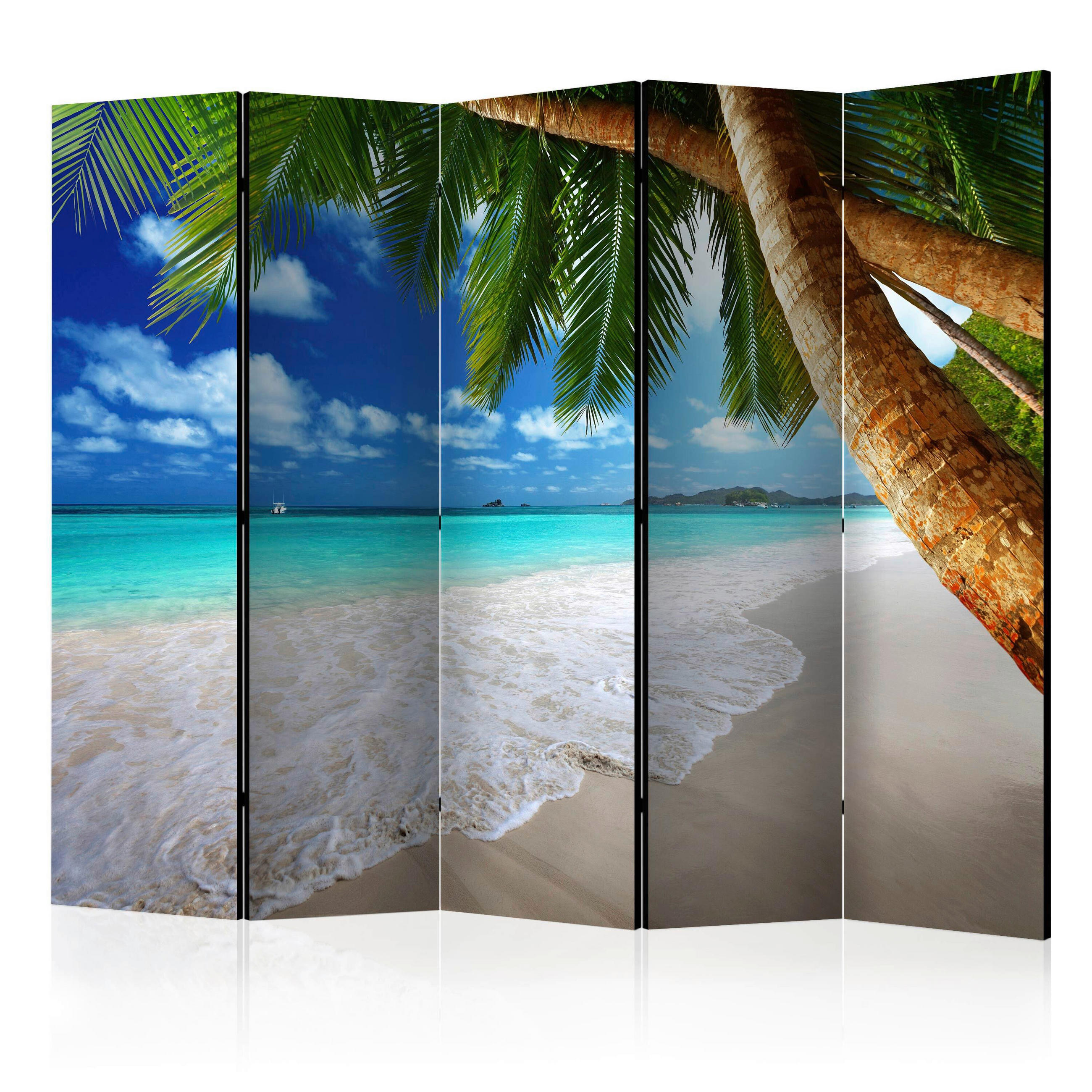 PARAVENT mit 5  Flügel - Multicolor/Hellblau, Basics, Holz/Textil (225/172/3cm) - artgeist
