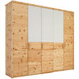 DREHTÜRENSCHRANK in Weiß, Zirbelkieferfarben - Zirbelkieferfarben/Weiß, Natur, Glas/Holz (249/225/61cm) - Valnatura