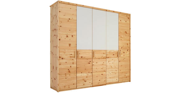 DREHTÜRENSCHRANK in Weiß, Zirbelkieferfarben - Zirbelkieferfarben/Weiß, Natur, Glas/Holz (249/225/61cm) - Valnatura