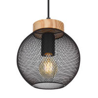 ZÁVĚSNÉ SVÍTIDLO, 20/120 cm  - černá/hnědá, Basics, kov/dřevo (20/120cm) - Globo