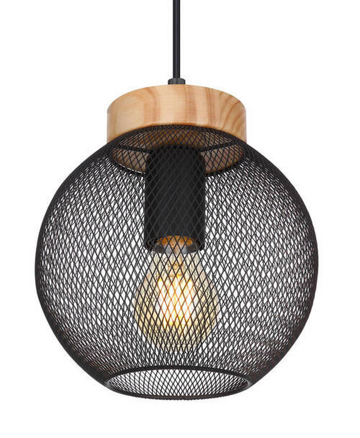 ZÁVĚSNÉ SVÍTIDLO, 20/120 cm  - černá/hnědá, Basics, kov/dřevo (20/120cm) - Globo