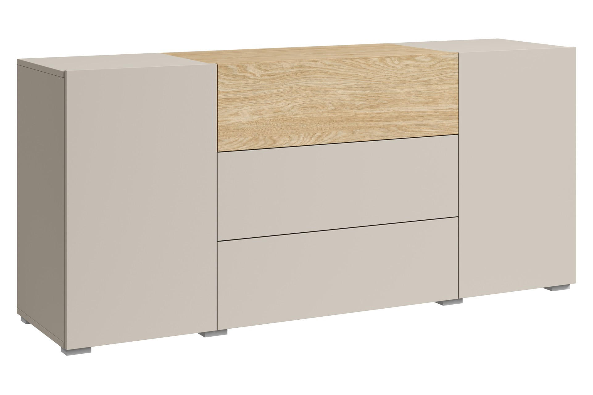 ŠIROKÁ KOMODA, barvy dubu, kašmírová, 150/68/38,5 cm - šedá/barvy dubu, Design, kompozitní dřevo/plast (150/68/38,5cm) - P & B