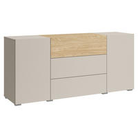 ŠIROKÁ KOMODA, kašmírová, barvy dubu, 150/68/38,5 cm - šedá/barvy dubu, Design, kompozitní dřevo/plast (150/68/38,5cm) - P & B