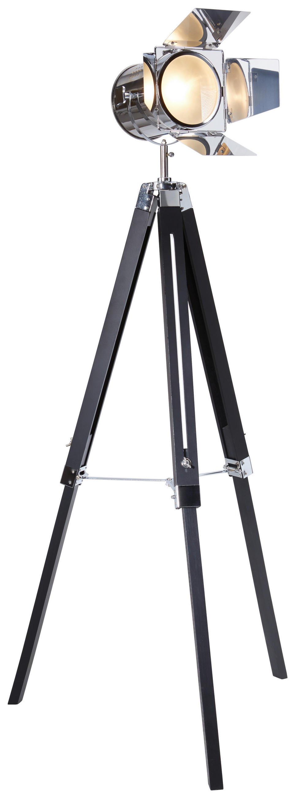 STEHLEUCHTE  56,5/100-140 cm   - Chromfarben/Schwarz, LIFESTYLE, Holz/Metall (56,5/100-140cm) - Näve