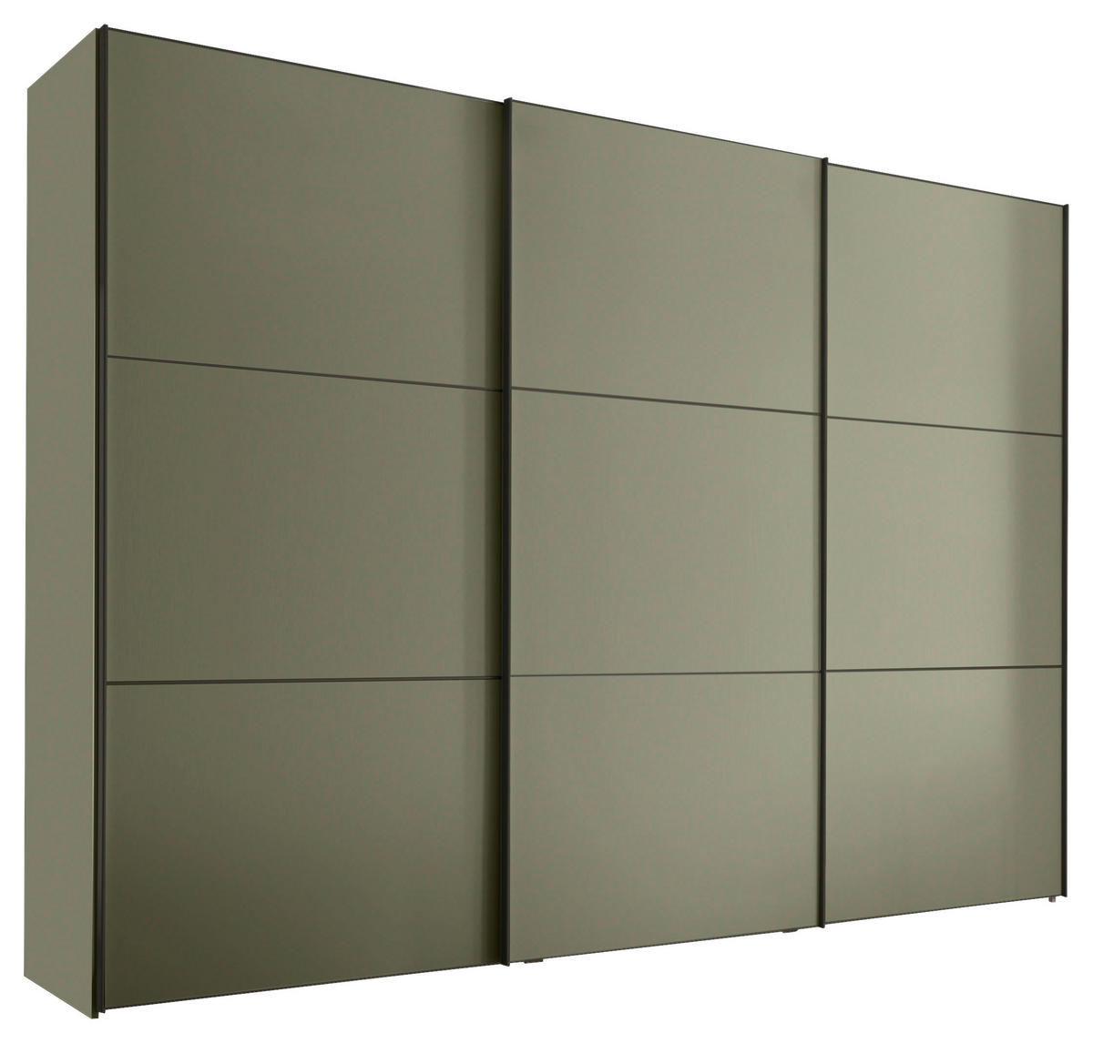 SCHWEBETÜRENSCHRANK 280/222/68 cm 3-türig Salbeigrün  - Salbeigrün/Schwarz, Design, Holzwerkstoff/Metall (280/222/68cm) - Moderano