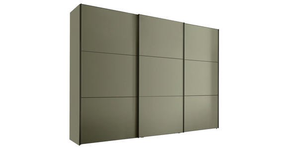 SCHWEBETÜRENSCHRANK  in Salbeigrün  - Salbeigrün/Schwarz, Design, Holzwerkstoff/Metall (280/222/68cm) - Moderano