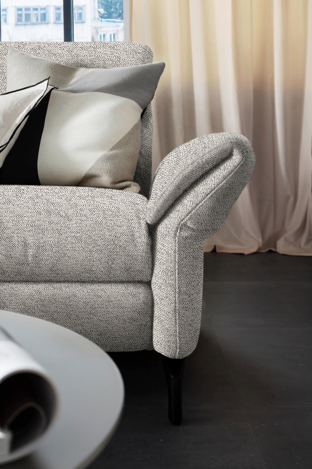 ECKSOFA Hellgrau Chenille  - Hellgrau/Schwarz, Design, Textil/Metall (187/299cm) - Schöner Wohnen