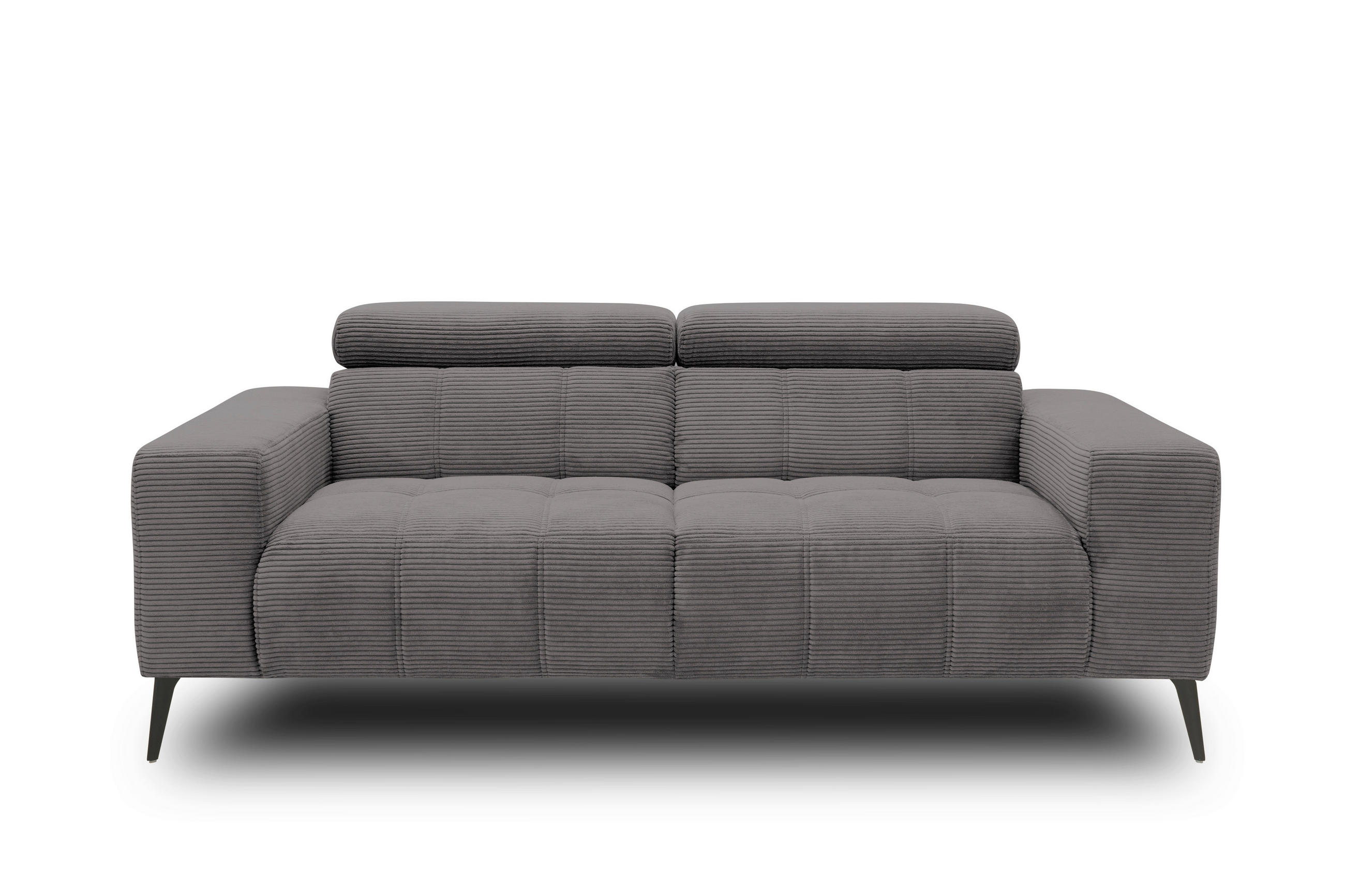 2-SITZER-SOFA TRENTO Mikrofaser Grau  - Dunkelgrau/Schwarz, MODERN, Textil/Metall (208/79/104cm) - MID.YOU