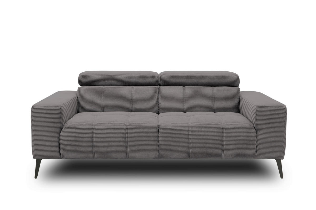 2-SITZER-SOFA TRENTO Mikrofaser Grau  - Dunkelgrau/Schwarz, MODERN, Textil/Metall (208/79/104cm) - MID.YOU