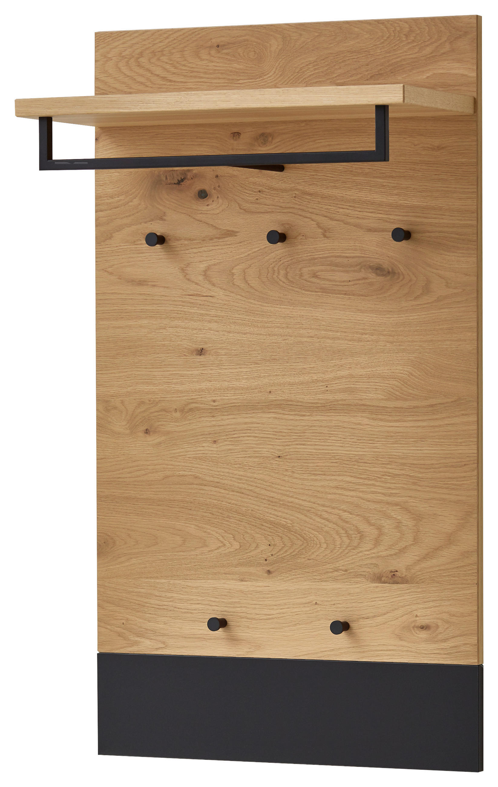 XXXLutz Garderobenpaneel Schwarz, Eiche 60x106x27 cm