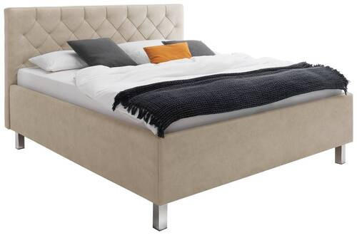 POLSTERBETT gepolstertes Kopfteil, Lattenrost, Bettkasten Beige 180/200 cm  - Beige, MODERN, Holzwerkstoff/Textil (180/200cm) - Xora