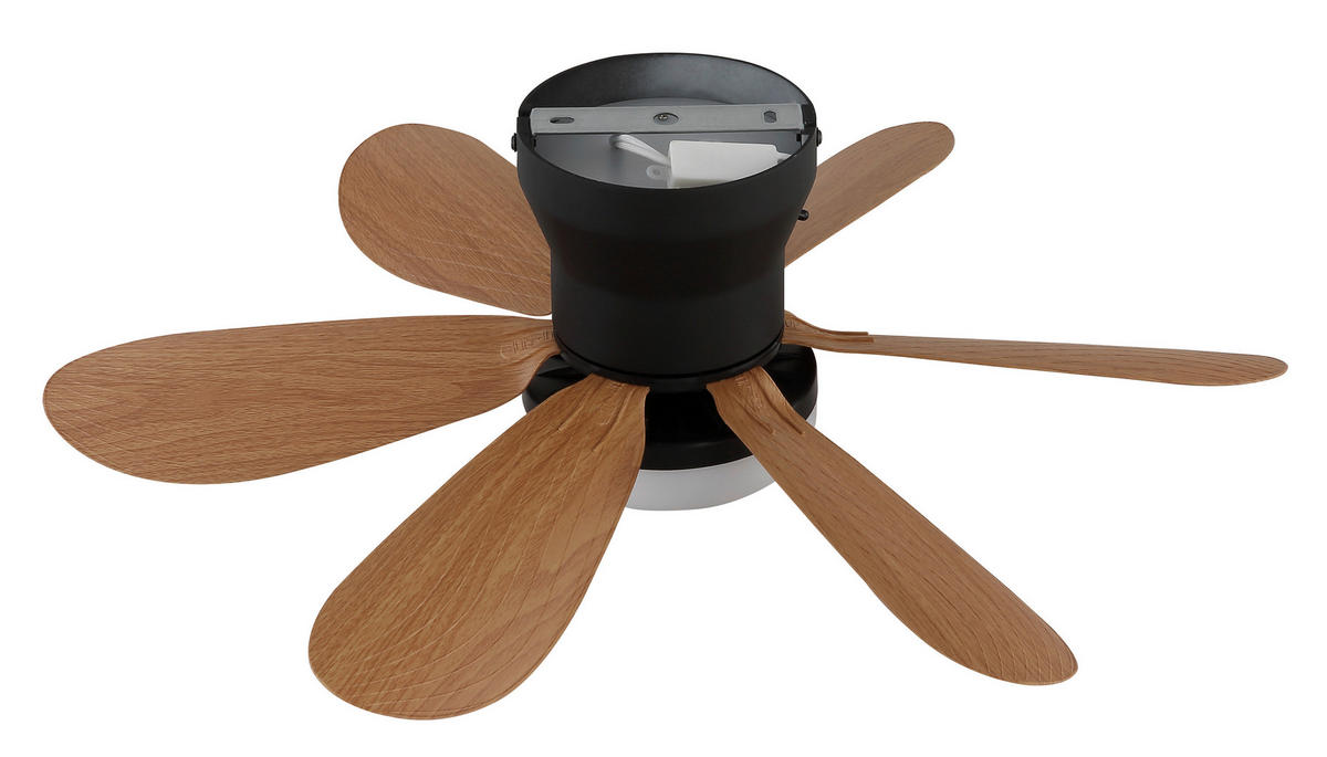DECKENVENTILATOR Delores 50/16,5 cm  - Schwarz/Braun, Design, Kunststoff/Metall (50/16,5cm) - Globo